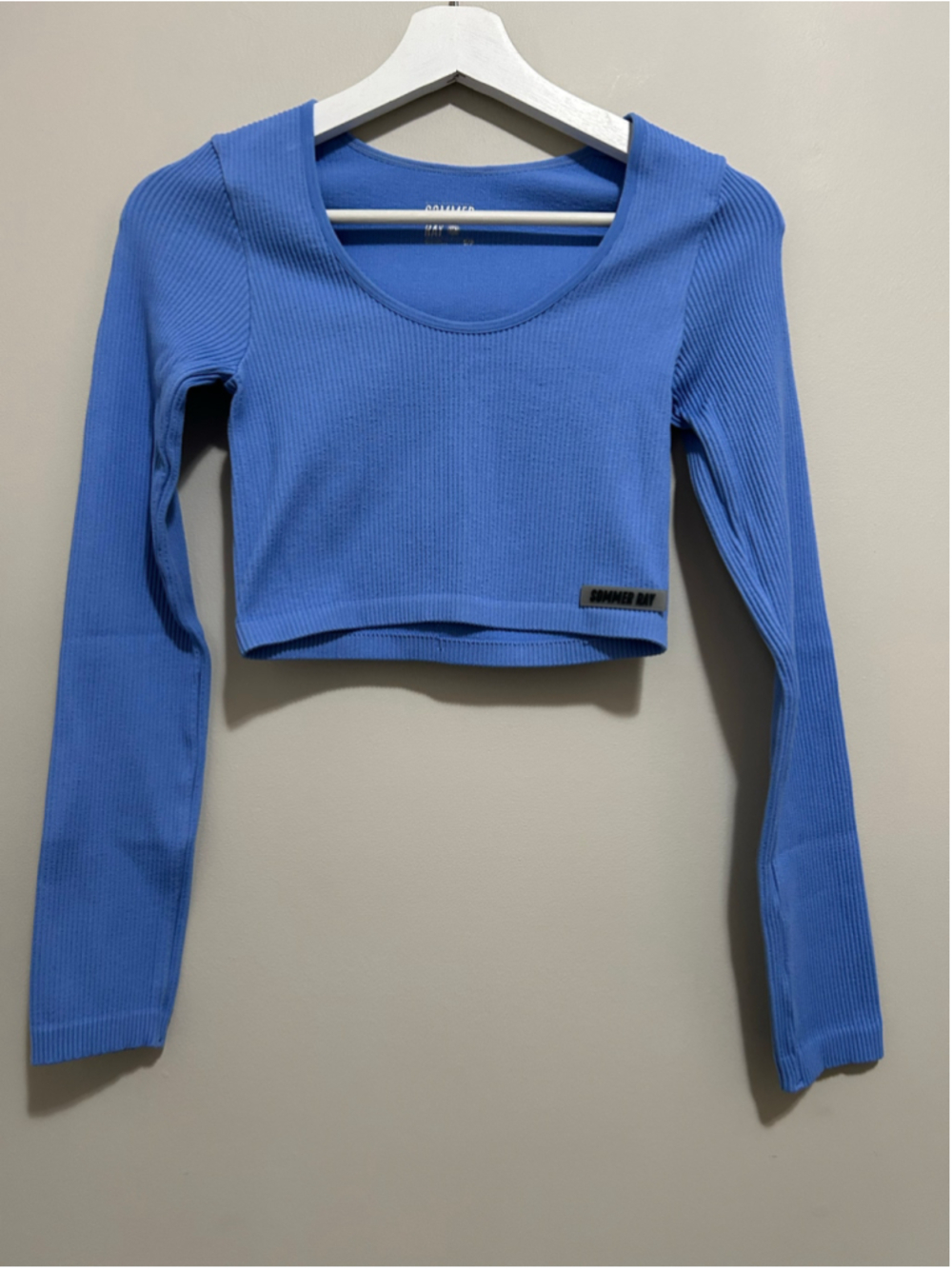 ⚡️2 for $30 Women's Sommer Ray Long Sleeve Ribbed Crop Top Blue Size S